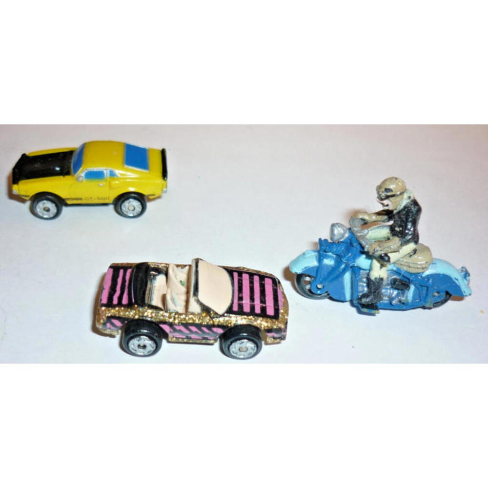 Lot 3 Micro Machines Harley Davidson Rider 2-Tone Blue Sparkle Rarissima Mustang